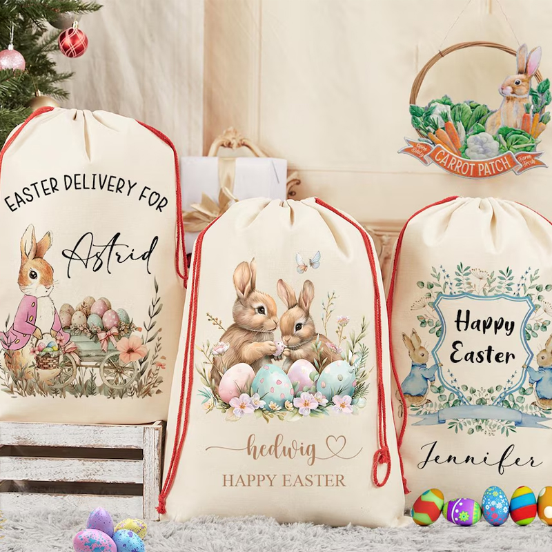 Party Games Name - Borsa Regalo Personalizzata con Nome Coniglietto
