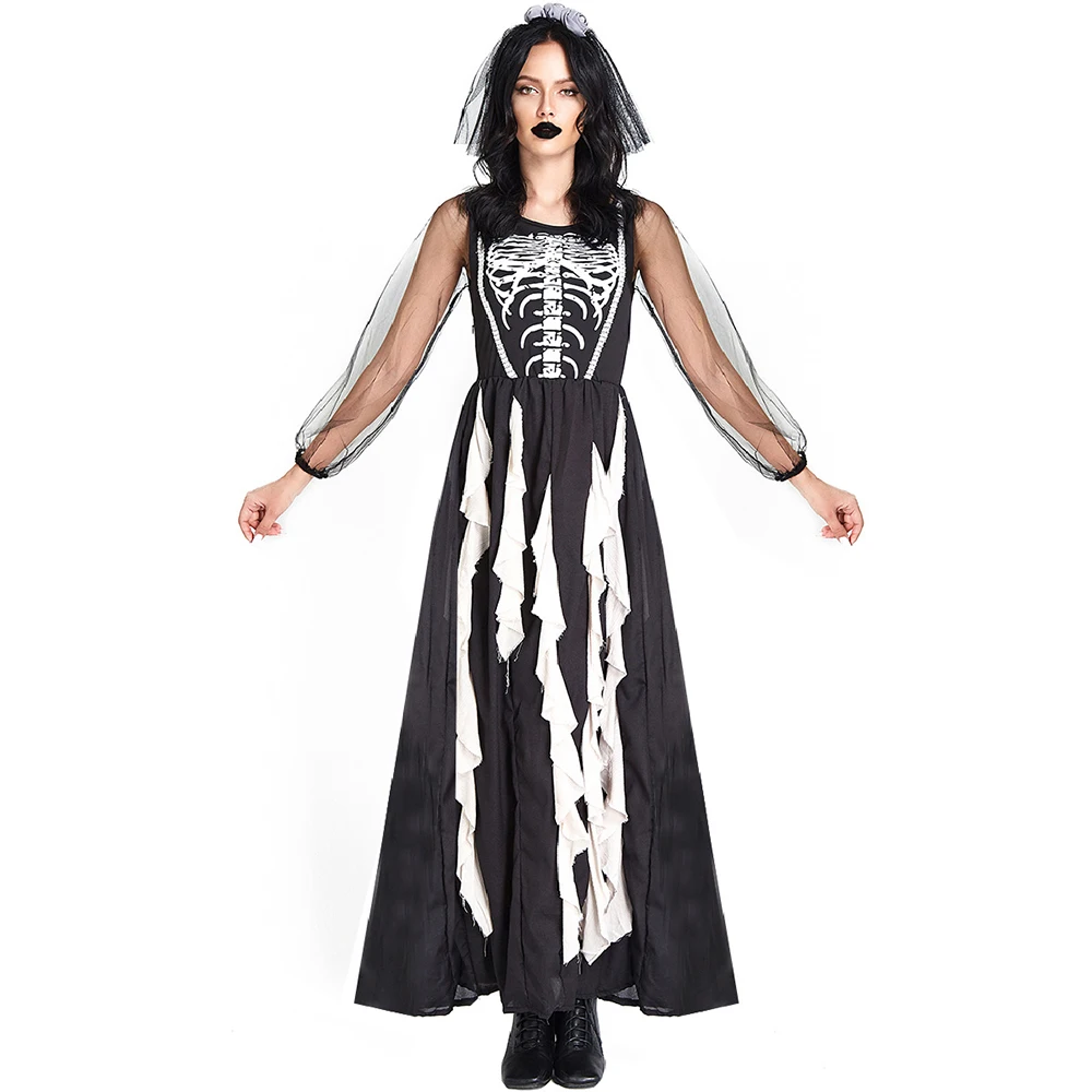 Zombie Party Games For Adults - Costume da sposa con teschio spaventoso